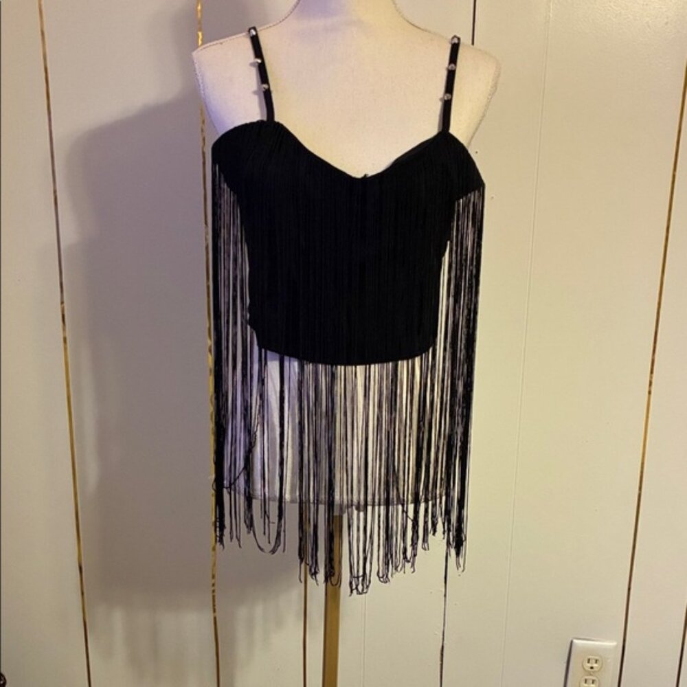 Black Fringe Women's Top